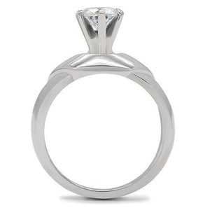 TK191 - Stainless Steel Ring High polished (no plating) Women AAA Grade CZ Clear