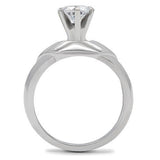 TK191 - Stainless Steel Ring High polished (no plating) Women AAA Grade CZ Clear