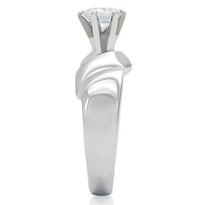 TK191 - Stainless Steel Ring High polished (no plating) Women AAA Grade CZ Clear