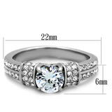 TK1921 - Stainless Steel Ring High polished (no plating) Women AAA Grade CZ Clear