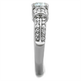 TK1921 - Stainless Steel Ring High polished (no plating) Women AAA Grade CZ Clear