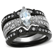 TK1922 - Stainless Steel Ring Two-Tone IP Black Women AAA Grade CZ Clear