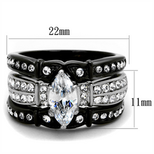 TK1922 - Stainless Steel Ring Two-Tone IP Black Women AAA Grade CZ Clear