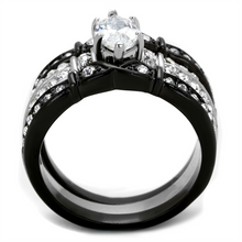 TK1922 - Stainless Steel Ring Two-Tone IP Black Women AAA Grade CZ Clear