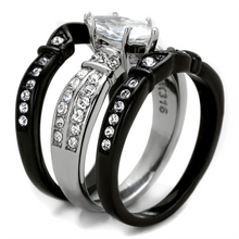 TK1922 - Stainless Steel Ring Two-Tone IP Black Women AAA Grade CZ Clear