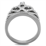 TK1923 - Stainless Steel Ring High polished (no plating) Women Top Grade Crystal Clear