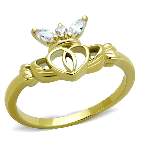 TK1926 - Stainless Steel Ring IP Gold(Ion Plating) Women AAA Grade CZ Clear