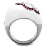 TK1927 - Stainless Steel Ring High polished (no plating) Women Top Grade Crystal Ruby