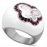 TK1927 - Stainless Steel Ring High polished (no plating) Women Top Grade Crystal Ruby