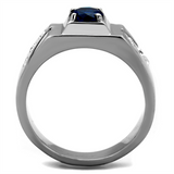 TK1929 - High polished (no plating) Stainless Steel Ring with Synthetic Synthetic Glass in Montana