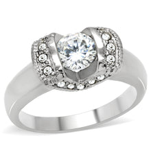 TK194 - Stainless Steel Ring High polished (no plating) Women AAA Grade CZ Clear