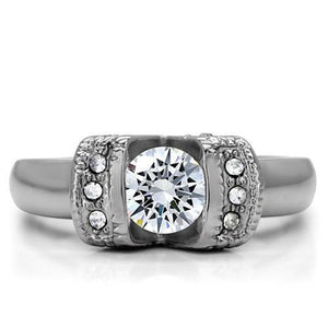 TK194 - Stainless Steel Ring High polished (no plating) Women AAA Grade CZ Clear