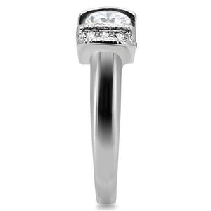 TK194 - Stainless Steel Ring High polished (no plating) Women AAA Grade CZ Clear