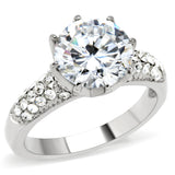 TK197 - Stainless Steel Ring High polished (no plating) Women AAA Grade CZ Clear