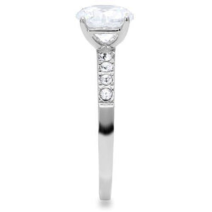 TK198 - Stainless Steel Ring High polished (no plating) Women AAA Grade CZ Clear