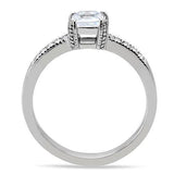 TK199 - Stainless Steel Ring High polished (no plating) Women AAA Grade CZ Clear