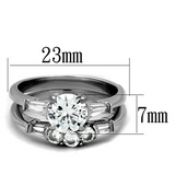 TK1W001 - Stainless Steel Ring High polished (no plating) Women AAA Grade CZ Clear