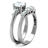 TK1W001 - Stainless Steel Ring High polished (no plating) Women AAA Grade CZ Clear