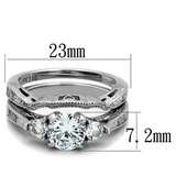 TK1W002 - Stainless Steel Ring High polished (no plating) Women AAA Grade CZ Clear