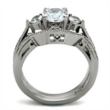 TK1W002 - Stainless Steel Ring High polished (no plating) Women AAA Grade CZ Clear