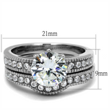 TK1W007 - Stainless Steel Ring High polished (no plating) Women AAA Grade CZ Clear