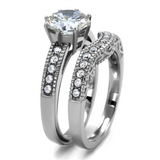 TK1W007 - Stainless Steel Ring High polished (no plating) Women AAA Grade CZ Clear