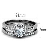 TK1W161 - Stainless Steel Ring High polished (no plating) Women AAA Grade CZ Clear