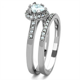 TK1W161 - Stainless Steel Ring High polished (no plating) Women AAA Grade CZ Clear