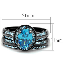 TK1W163LJ - Stainless Steel Ring IP Light Black  (IP Gun) Women AAA Grade CZ Sea Blue