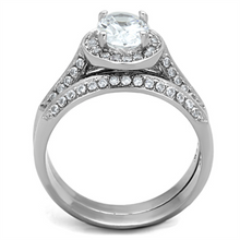 TK1W163 - Stainless Steel Ring High polished (no plating) Women AAA Grade CZ Clear