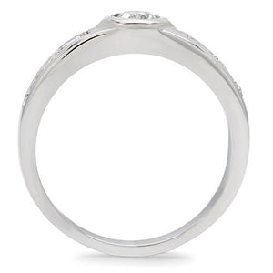 TK200 - Stainless Steel Ring High polished (no plating) Women AAA Grade CZ Clear