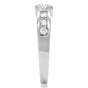 TK200 - Stainless Steel Ring High polished (no plating) Women AAA Grade CZ Clear