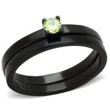 TK2015 - Stainless Steel Ring IP Black(Ion Plating) Women AAA Grade CZ Apple Green color