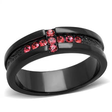 TK2017 - Stainless Steel Ring IP Black(Ion Plating) Women Top Grade Crystal Rose