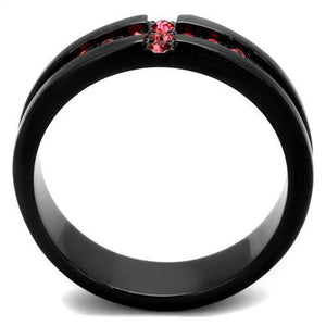 TK2017 - Stainless Steel Ring IP Black(Ion Plating) Women Top Grade Crystal Rose