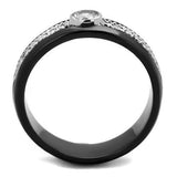 TK2019 - Two-Tone IP Black (Ion Plating) Stainless Steel Ring with AAA Grade CZ  in Clear