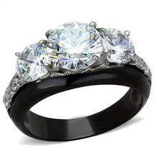 TK2021 - Stainless Steel Ring Two-Tone IP Black Women AAA Grade CZ Clear