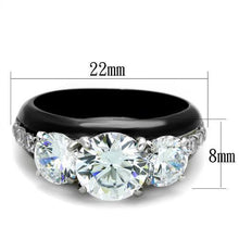 TK2021 - Stainless Steel Ring Two-Tone IP Black Women AAA Grade CZ Clear