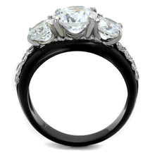 TK2021 - Stainless Steel Ring Two-Tone IP Black Women AAA Grade CZ Clear