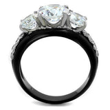 TK2021 - Stainless Steel Ring Two-Tone IP Black Women AAA Grade CZ Clear