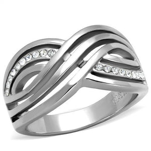 TK2025 - Stainless Steel Ring High polished (no plating) Women Top Grade Crystal Clear
