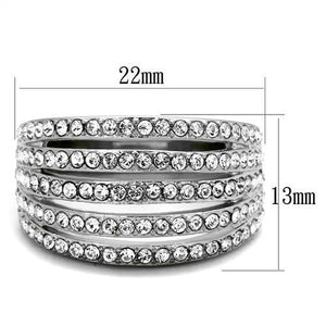TK2029 - Stainless Steel Ring High polished (no plating) Women Top Grade Crystal Clear