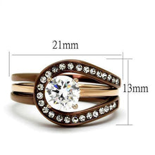 TK2032LC - Stainless Steel Ring IP Rose Gold & IP light Coffee Women AAA Grade CZ Clear