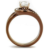 TK2032LC - Stainless Steel Ring IP Rose Gold & IP light Coffee Women AAA Grade CZ Clear