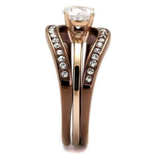 TK2032LC - Stainless Steel Ring IP Rose Gold & IP light Coffee Women AAA Grade CZ Clear