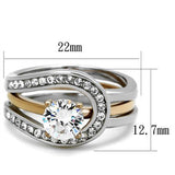 TK2032 - Stainless Steel Ring Two-Tone IP Rose Gold Women AAA Grade CZ Clear