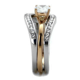 TK2032 - Stainless Steel Ring Two-Tone IP Rose Gold Women AAA Grade CZ Clear