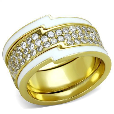 TK2035 - Stainless Steel Ring IP Gold(Ion Plating) Women AAA Grade CZ Clear