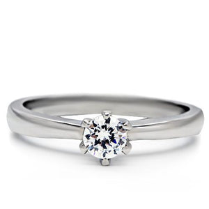 TK203 - Stainless Steel Ring High polished (no plating) Women AAA Grade CZ Clear