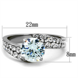 TK2040 - Stainless Steel Ring High polished (no plating) Women AAA Grade CZ Clear
